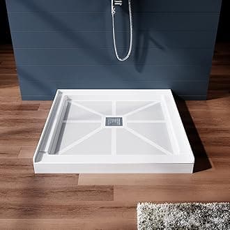 ELEGANT 36'' L x 36'' W x 4'' H Shower Base, Non-Slip Single Threshold Shower Pan, Stainless Steel Shower Drain Cover Included
