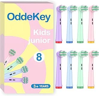 Kids Toothbrush Heads Compatible with Braun Oral B Pro Kids, Pro Junior Electric Toothbrush, Extra Soft Bristles for Gentle Care, Replacement Heads for Ages 3+ and 6-12, 8 Count