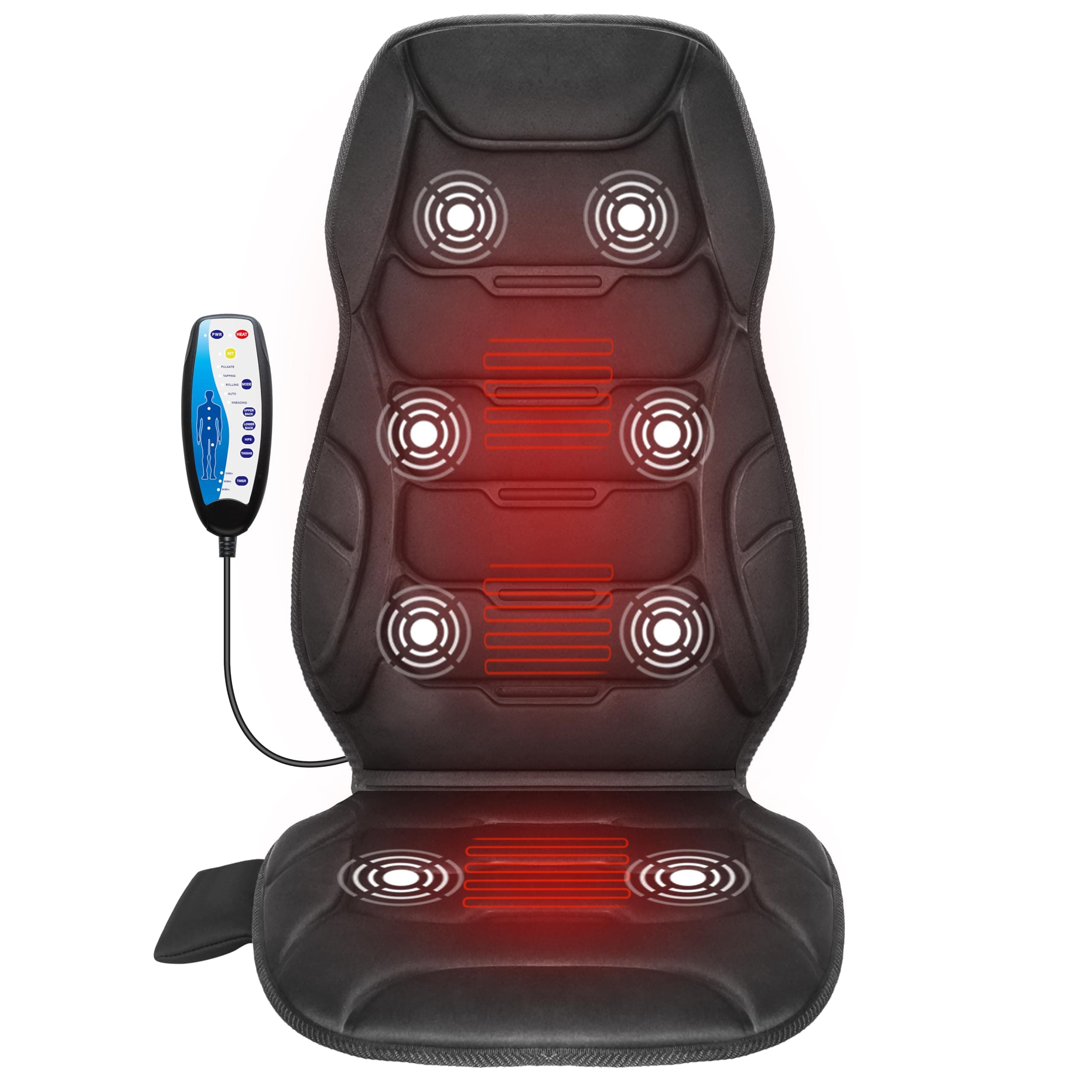 COMFIER Back Massager with Heat, Vibration Massage Cushion with 8 Massage Nodes & Modes, Massage Chair for Home Office, Heated Chair Massager for Back Pain,Men Gifts