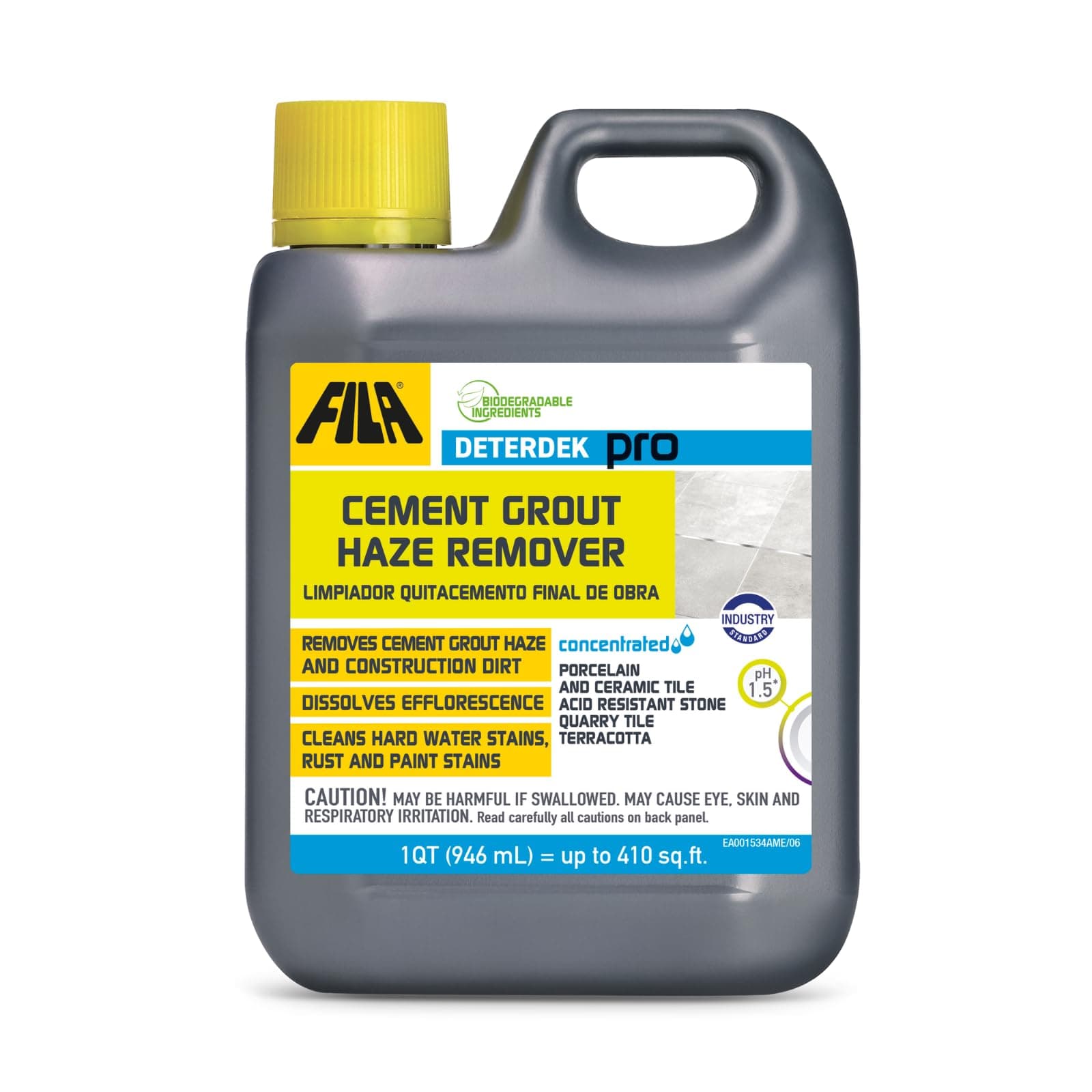 DETERDEK PRO Cementitious Grout Haze Remover, Effective Against Rust Stain, 1 QT