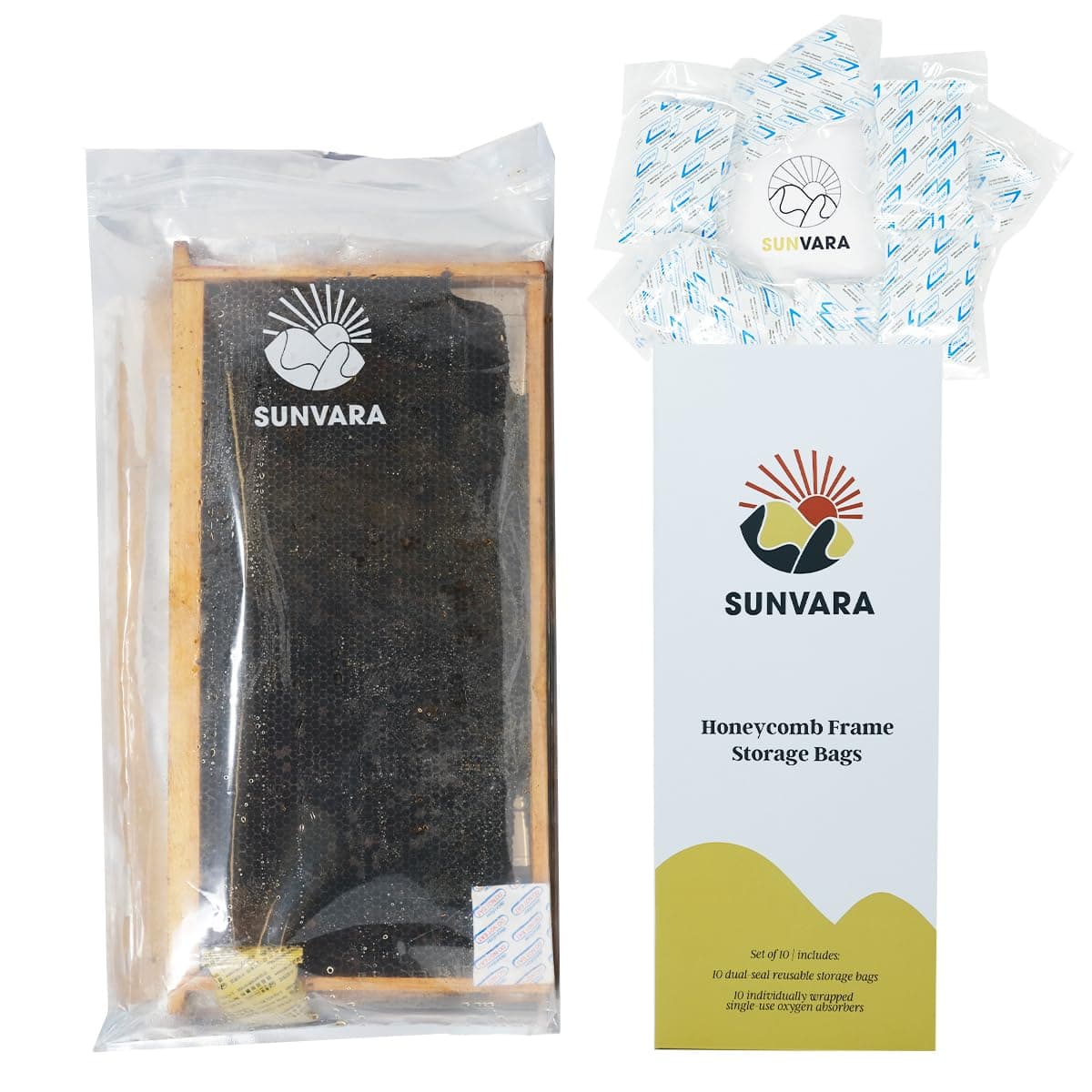 SunVara Bee Storage Beehive Frame Honeycomb Resealable Bag Reusable Beekeeping Equipment For Bee Hive Frame 10 Bags