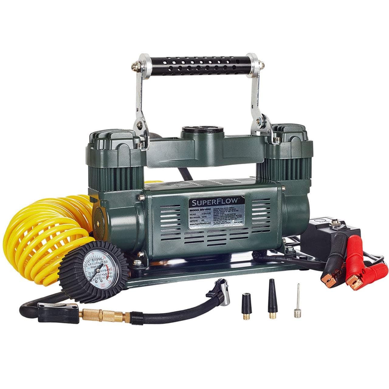 12 Volt Air Compressor, Portable Twin Cylinder Air Pump, 12 Volt, Tire Inflator, Air Compressor by MasterFlow for Inflating Full Size 4 x4, Truck, SUV and RV Tires