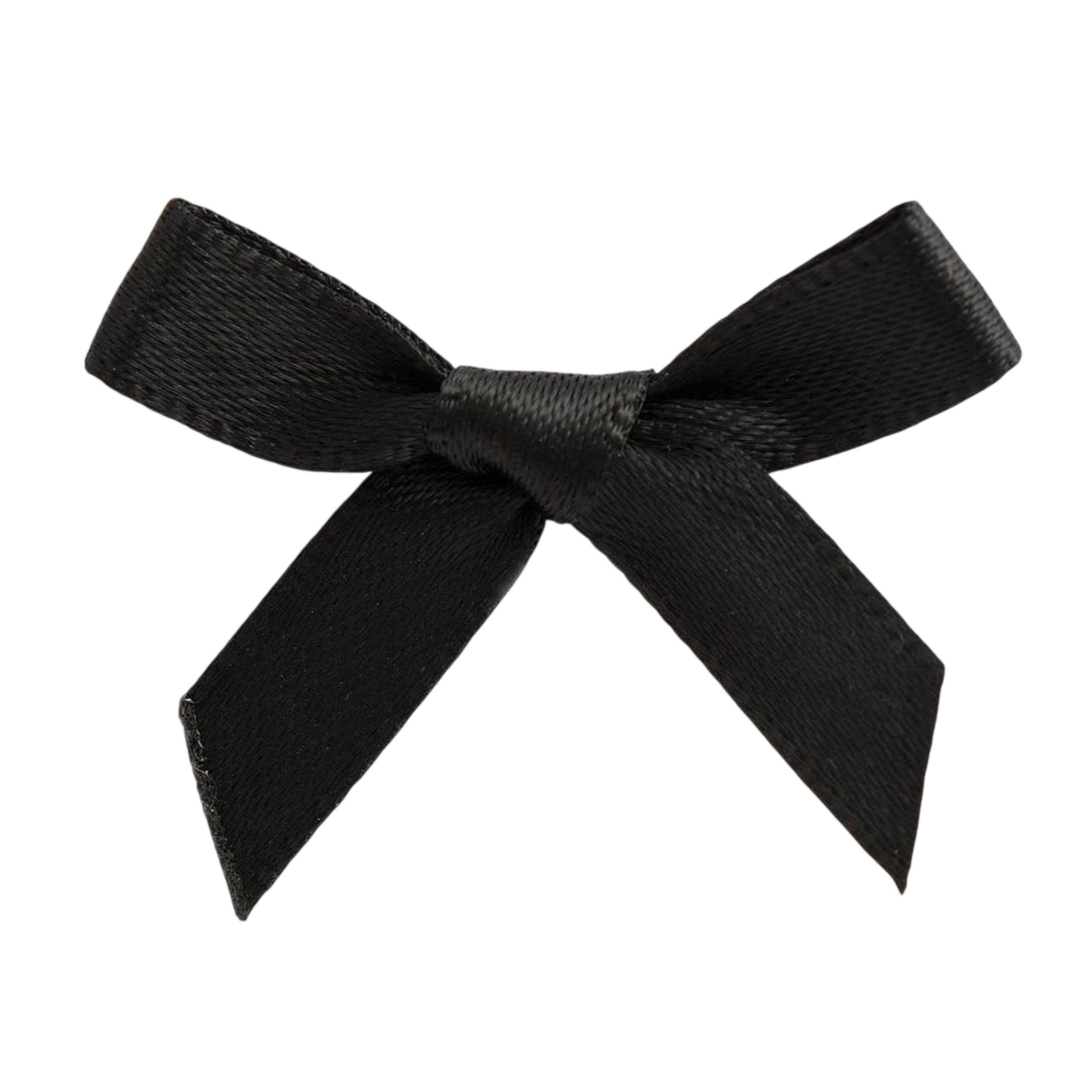 Italian Options Mini Satin Ribbon Bows, Small Bow Decorations for Crafts, Gifts, Hampers, Hair Bow, Wedding Stationery, Floristry, Christmas, Cakes, Crafting, Black, 100 Pack, 3 cm