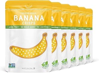Nature’s Turn Freeze-Dried Banana Crisps – Healthy, Gluten-Free, Crispy & Delicious, Plant-Based Snack, Ideal for Cereal, Smoothies, School Lunches, & On-the-Go, Bags of 6 (1.2 oz Each)