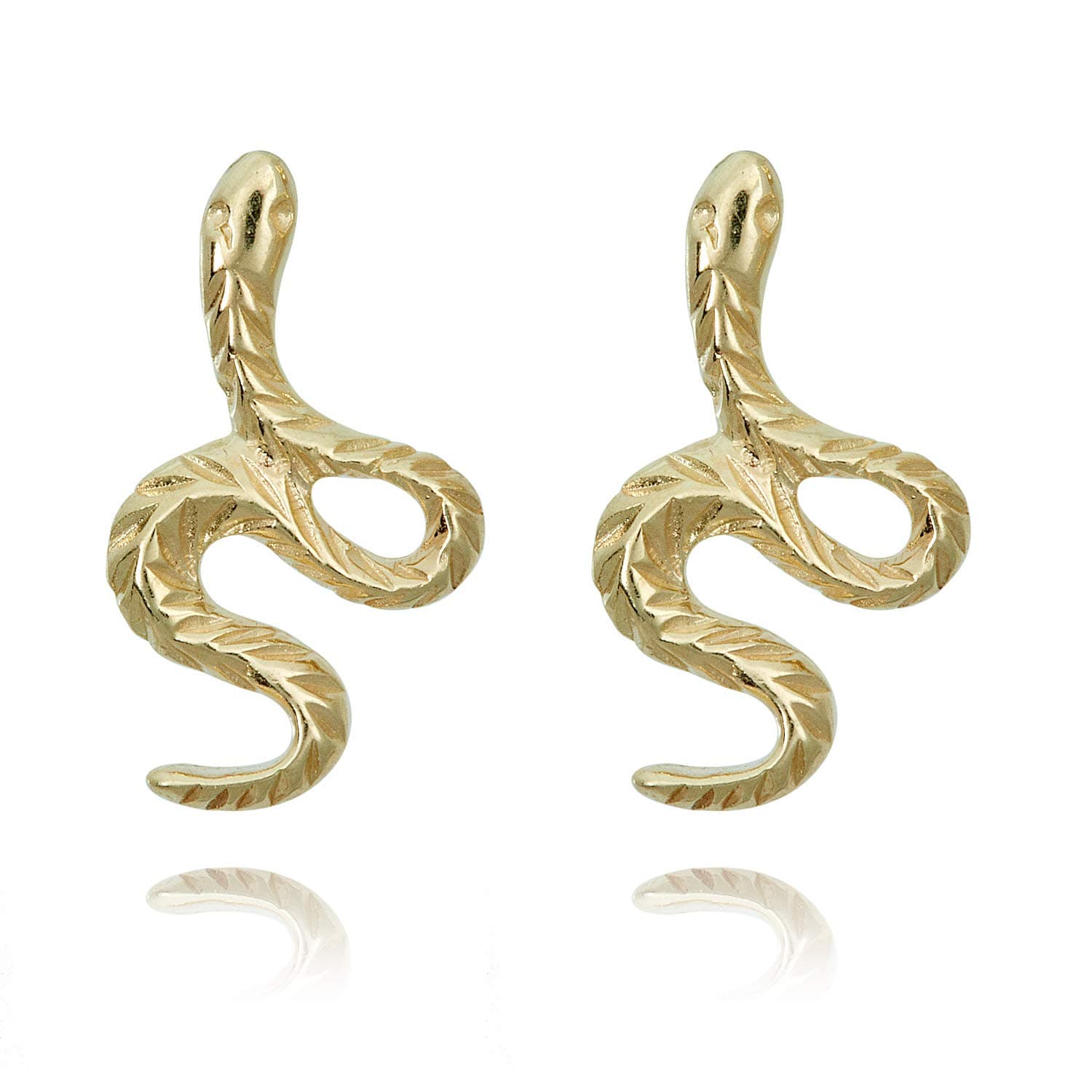 AVORA10K Yellow Gold Snake Earrings