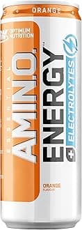 ON Essential Amino Energy + Electrolytes, Sugar Free Energy Drink with Electrolytes and Caffeine, Orange, 24 Pack, 250 ml