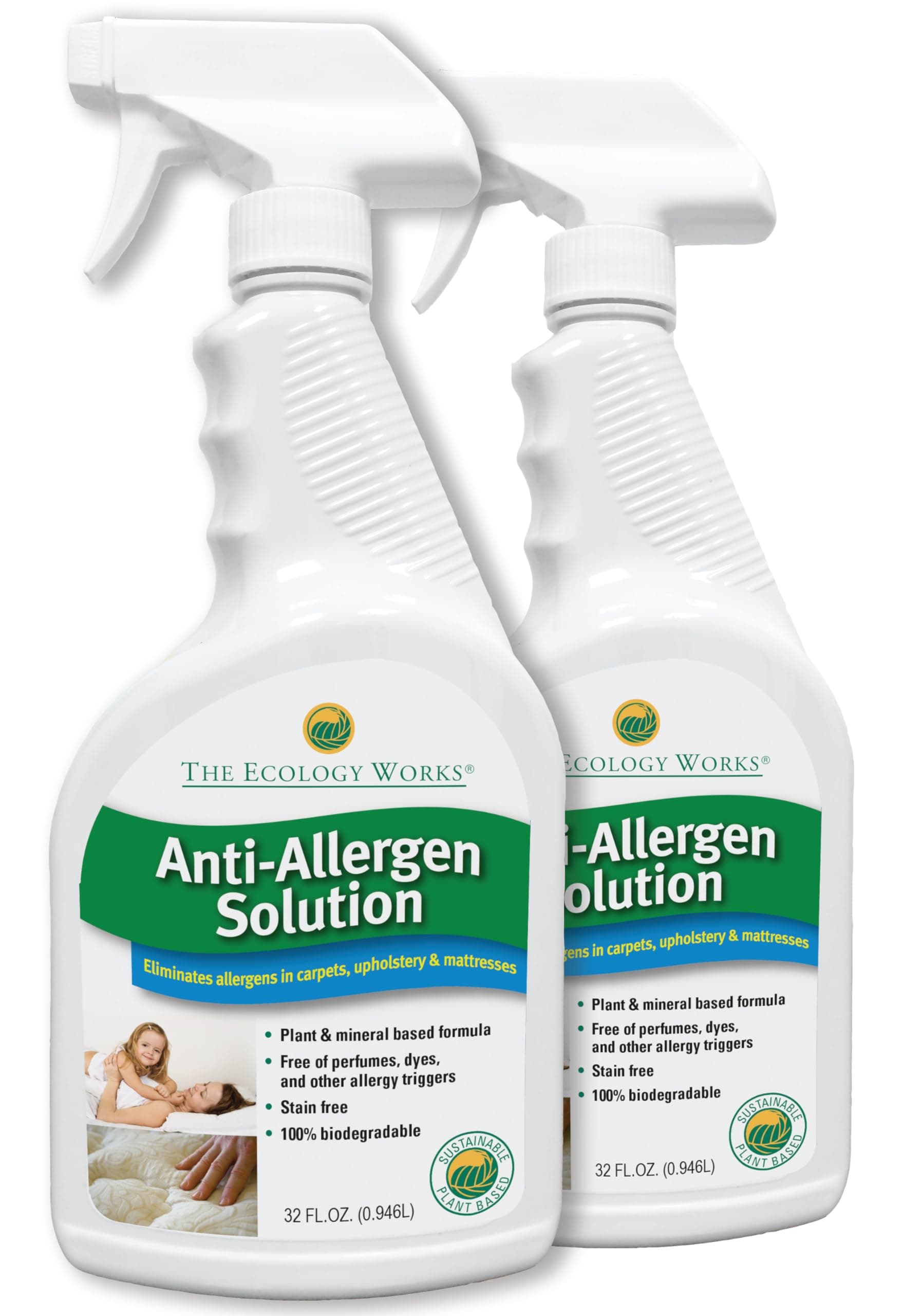 The Ecology Works Solution - Plant-Based Dog & Cat Dander Remover Spray and Dust Mite Waste Reducer for Relief from Allergies - For Cleaning Home, Bedding, & Furniture Naturally