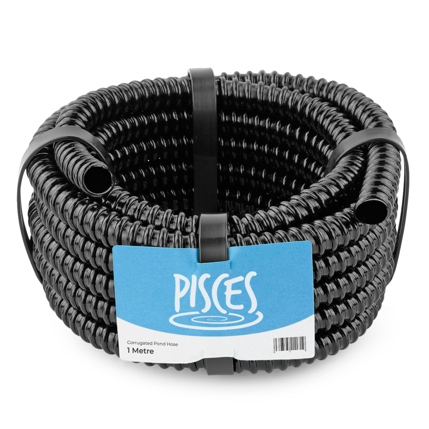 Pisces Flexible Pond Hose Pipe | 12mm (0.5 inch) Order by The Metre | Corrugated Black Tubing for Filter Pumps and UVC System