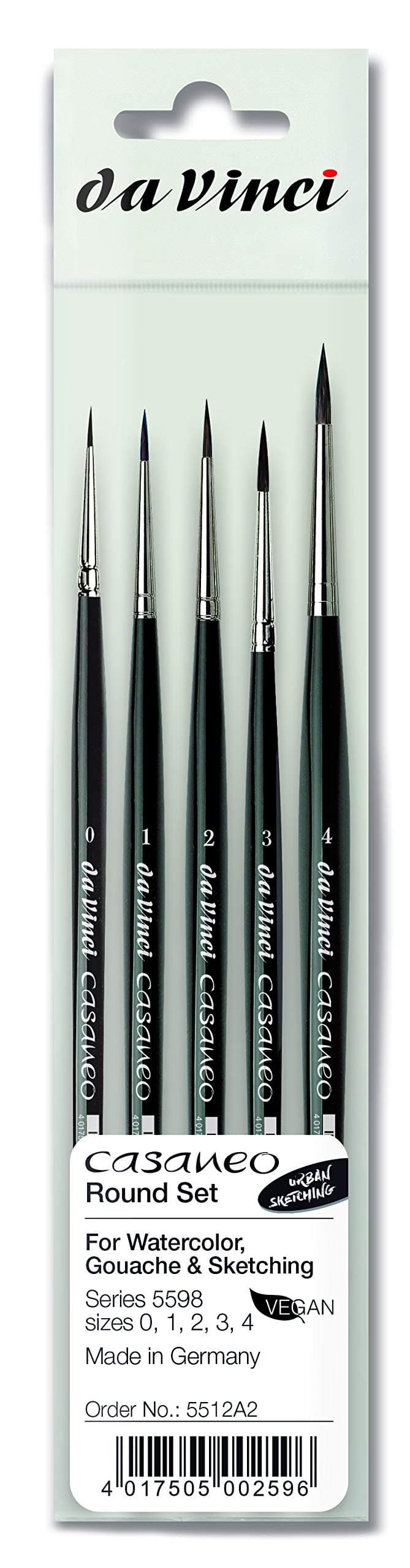 da Vinci Brushes 5598 Casaneo Round (Sizes 0,1,2,3,4) Artist Brush Set, Black, 5