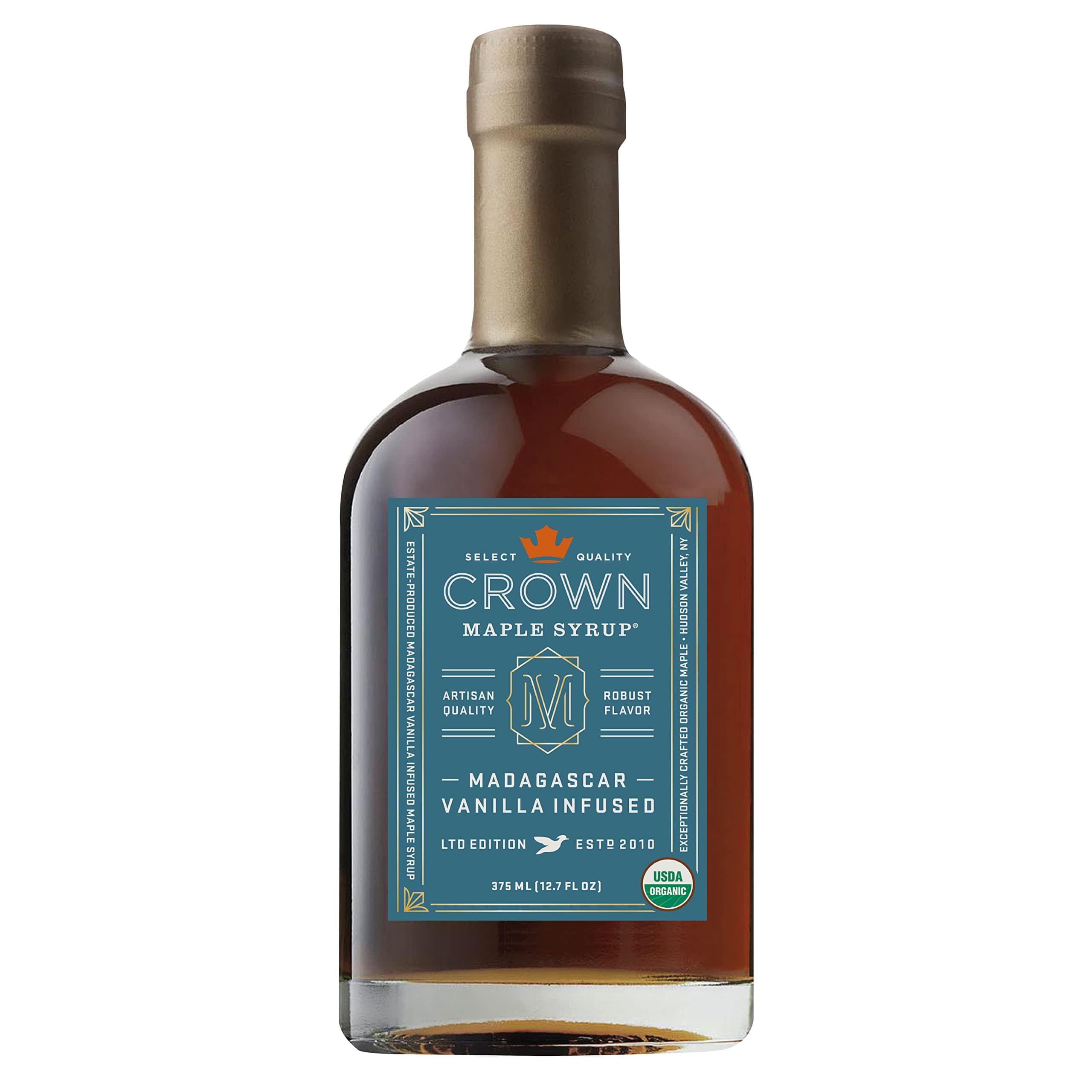 Crown Maple Madagascar Vanilla Infused Organic Maple Syrup, Pancakes, Baking, Cocktails & Brunch, 12.7 Fl Oz