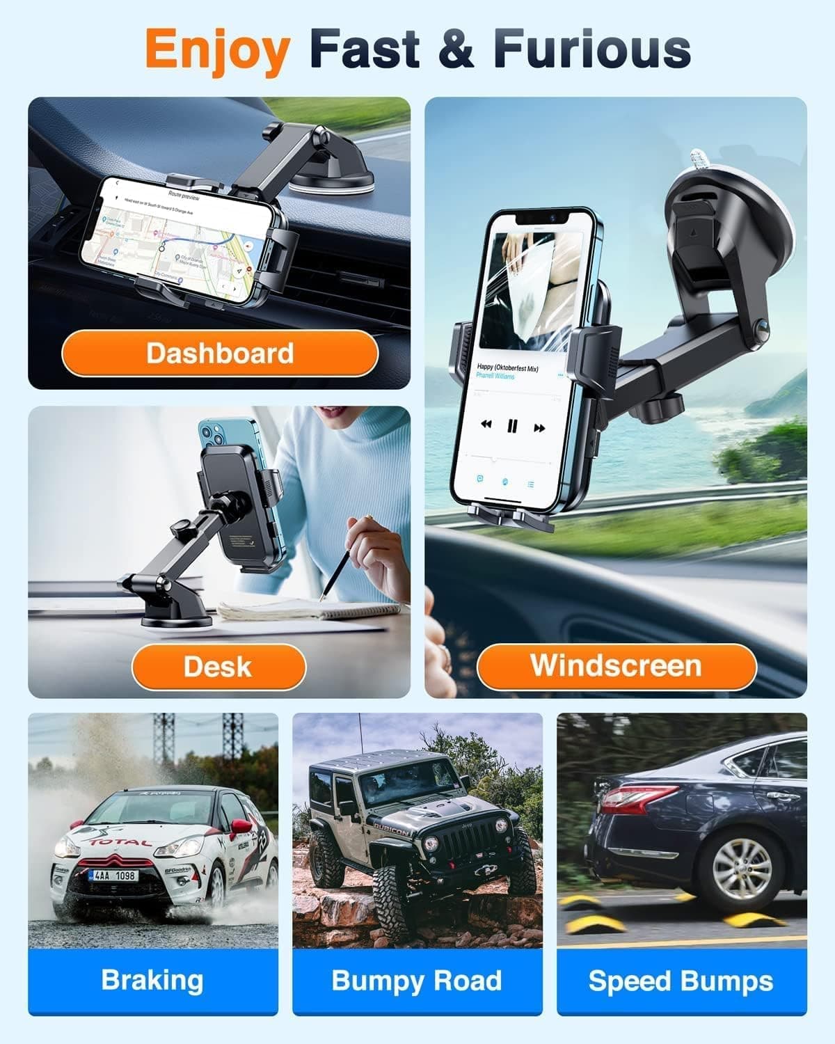 VANMASS 2025 True Upgrade [85+LBS] Phone Holders for Your Car [Strongest Suction & Clip] Cell Phone Mount Dashboard Windshield Vent Stand Cradle for iPhone 16 Pro Max 15 14 13 Android, Silver