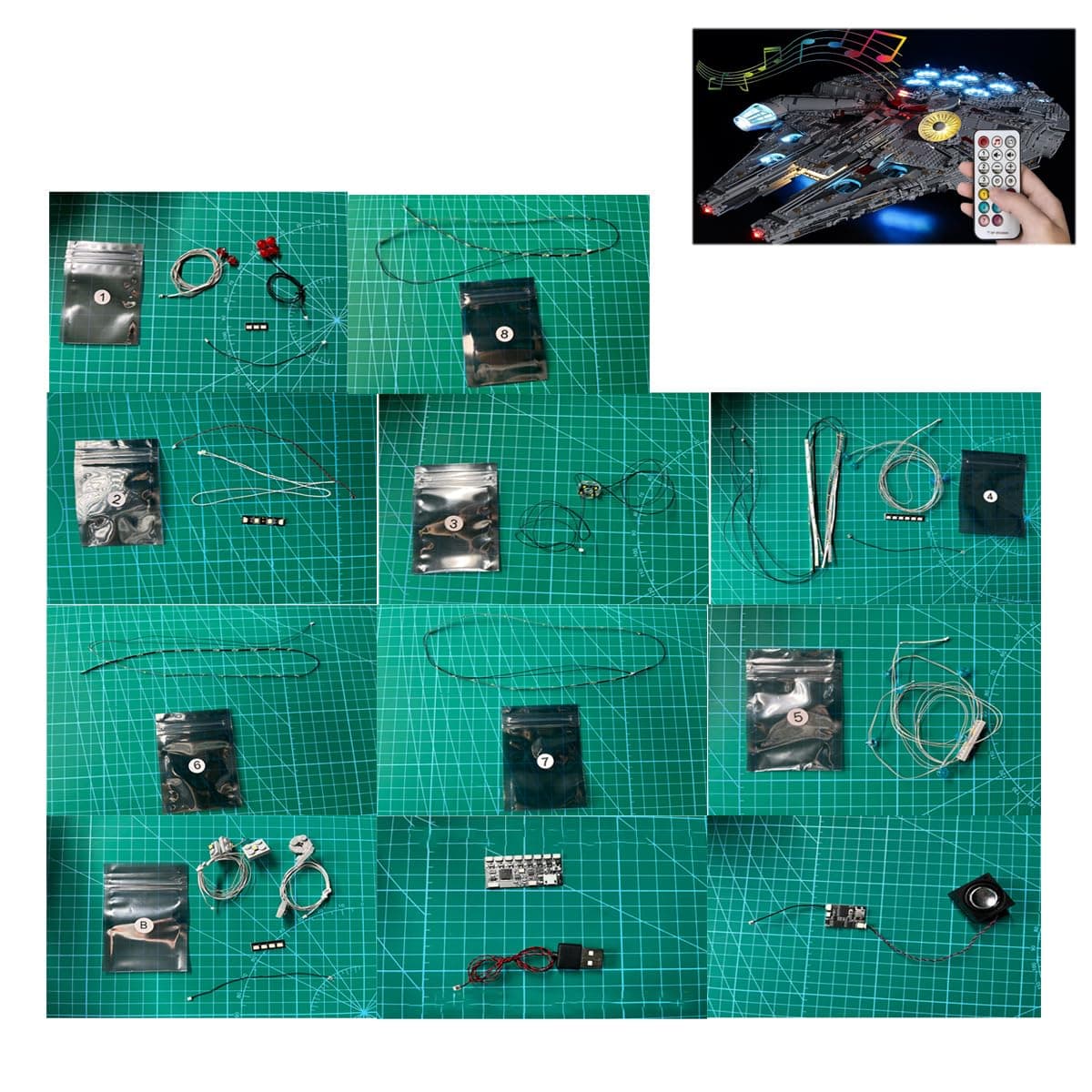 RC Sound LED Light Kit for (Millennium Falcon 75192) Model - Compatible with Lego 75192 - Lighting Kit (Only Light, No Building Model)