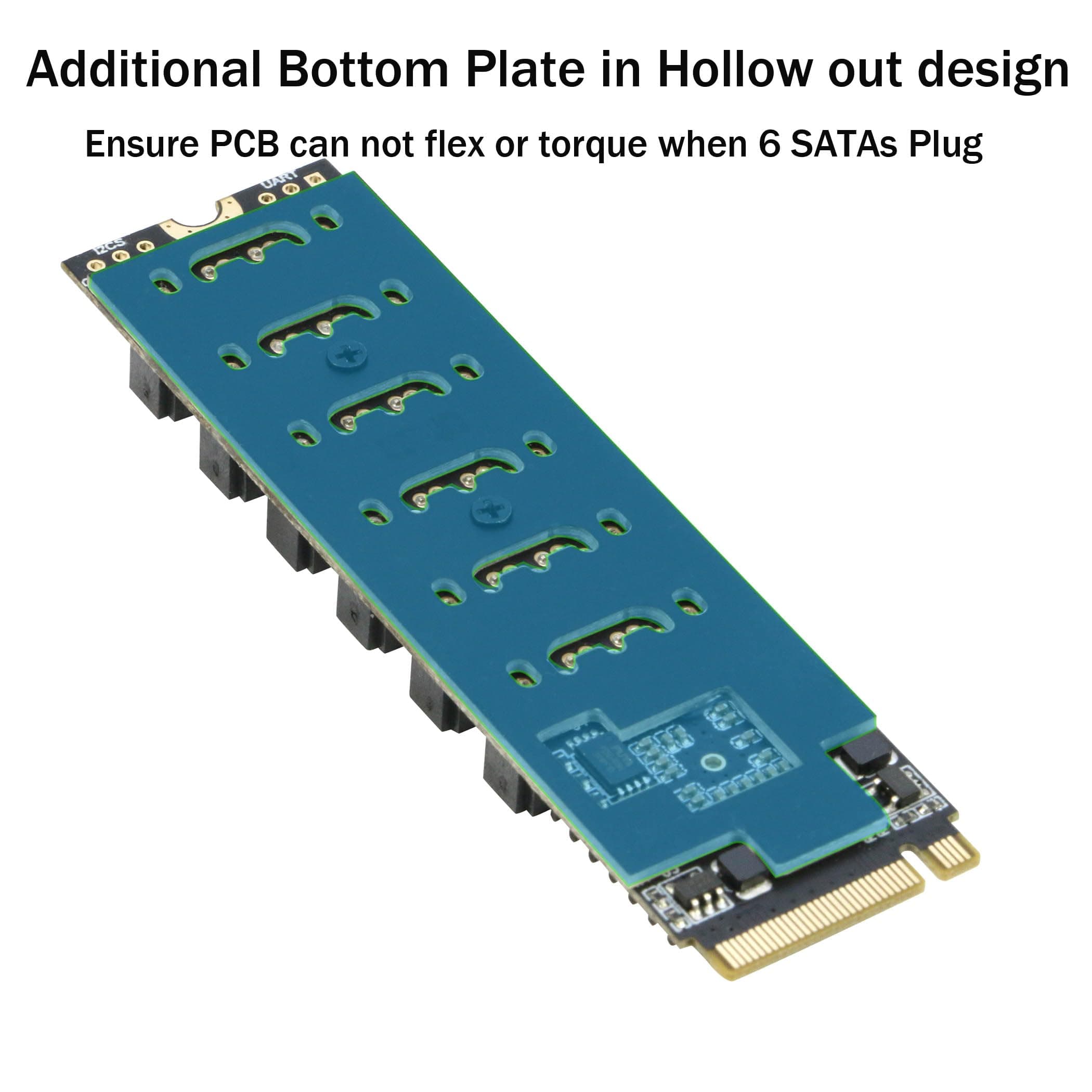 M.2 to SATA Adapter [6-Port], RIITOP M.2 NVMe to 6 Ports SATA III Adapter 6Gbps
