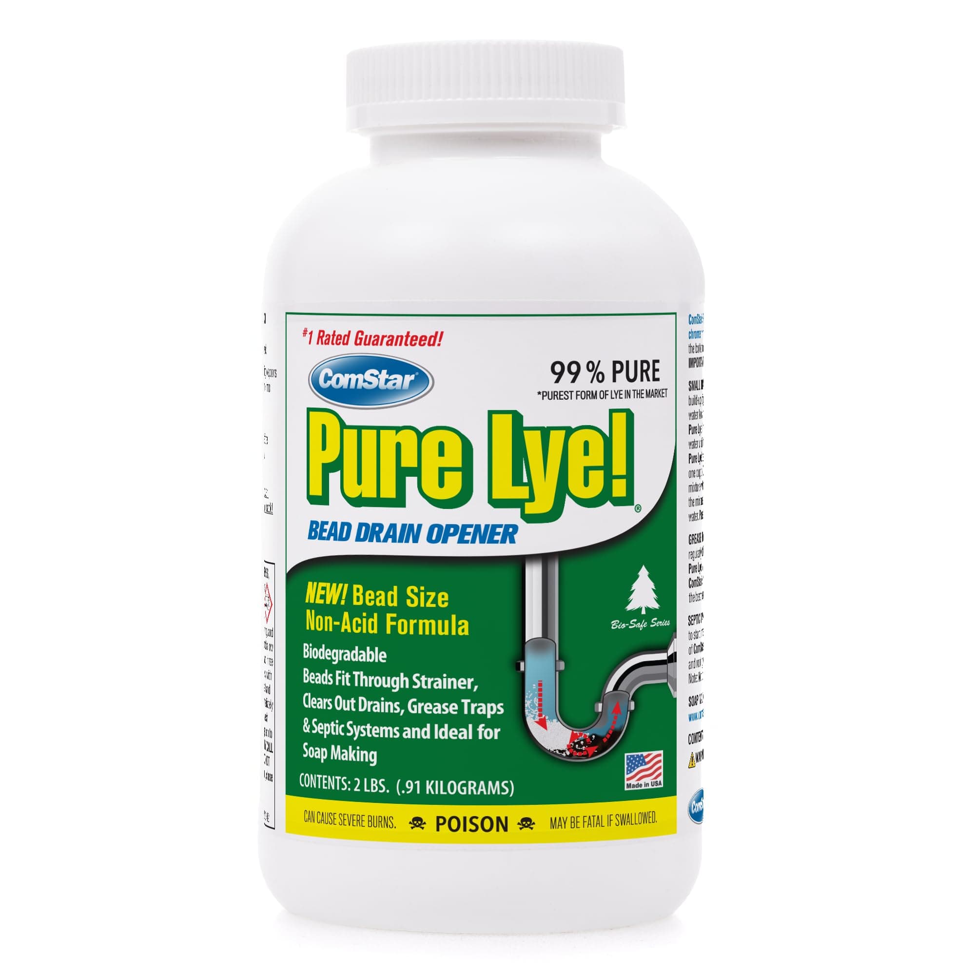 ComStar Pure Lye | 99% Pure Sodium Hydroxide Beads | Eco-Friendly, Industrial...