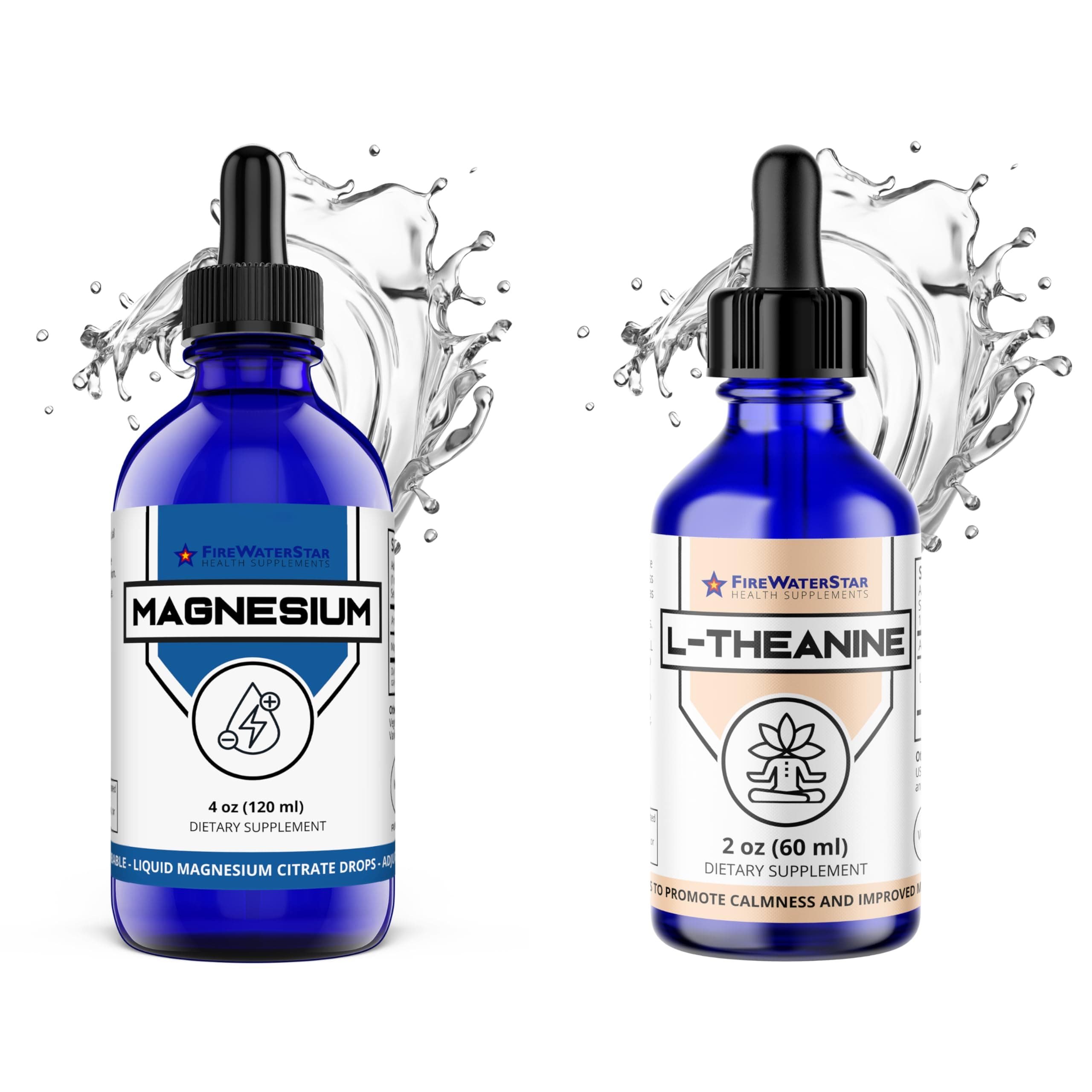 Liquid Magnesium and L-Theanine Liquid Drops Bundle