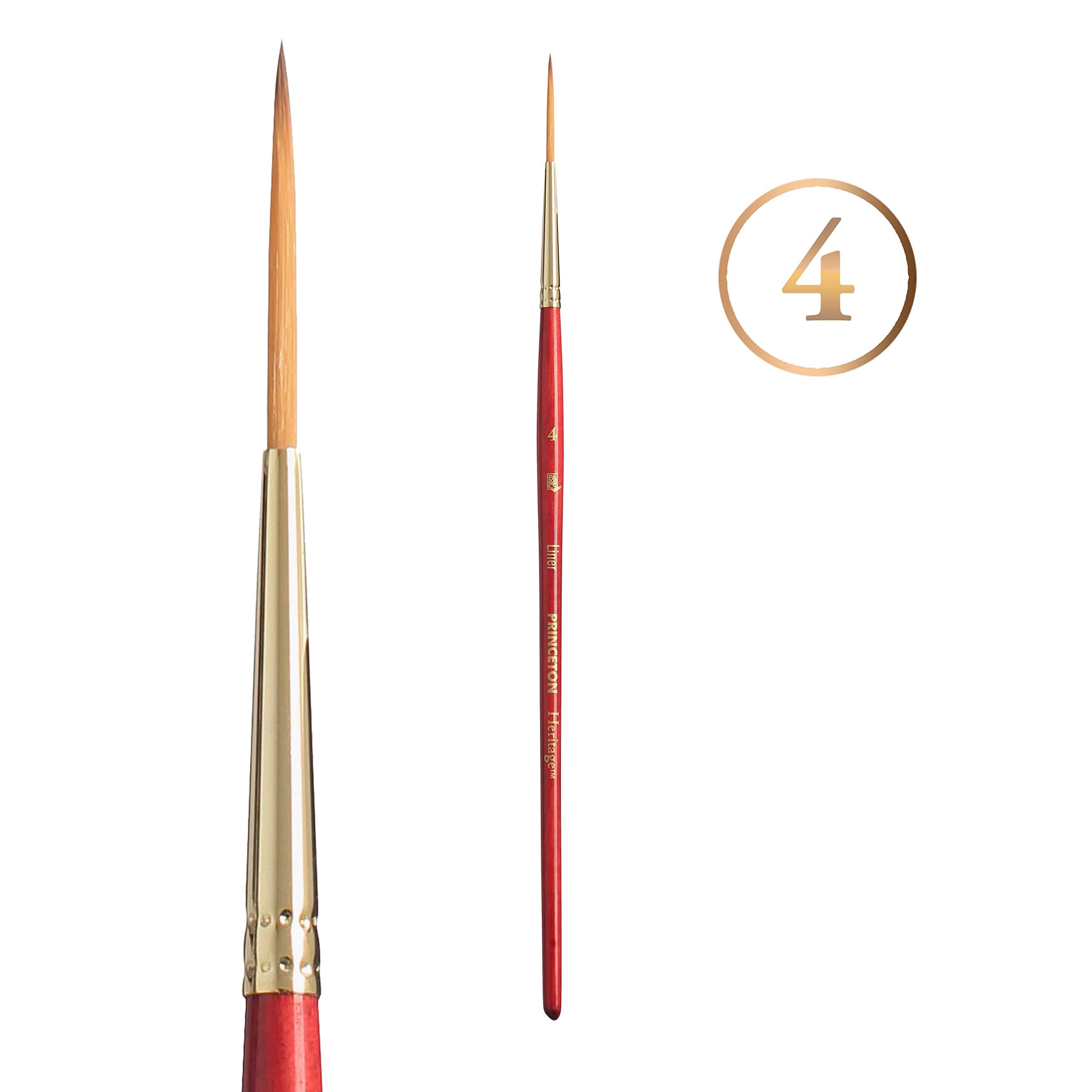 Heritage Short Handle Liner Paint Brush | Maximum Colour Holding Capacity | Even & Consistent Flow | Fine Detail to Broad Washes| Size - 4