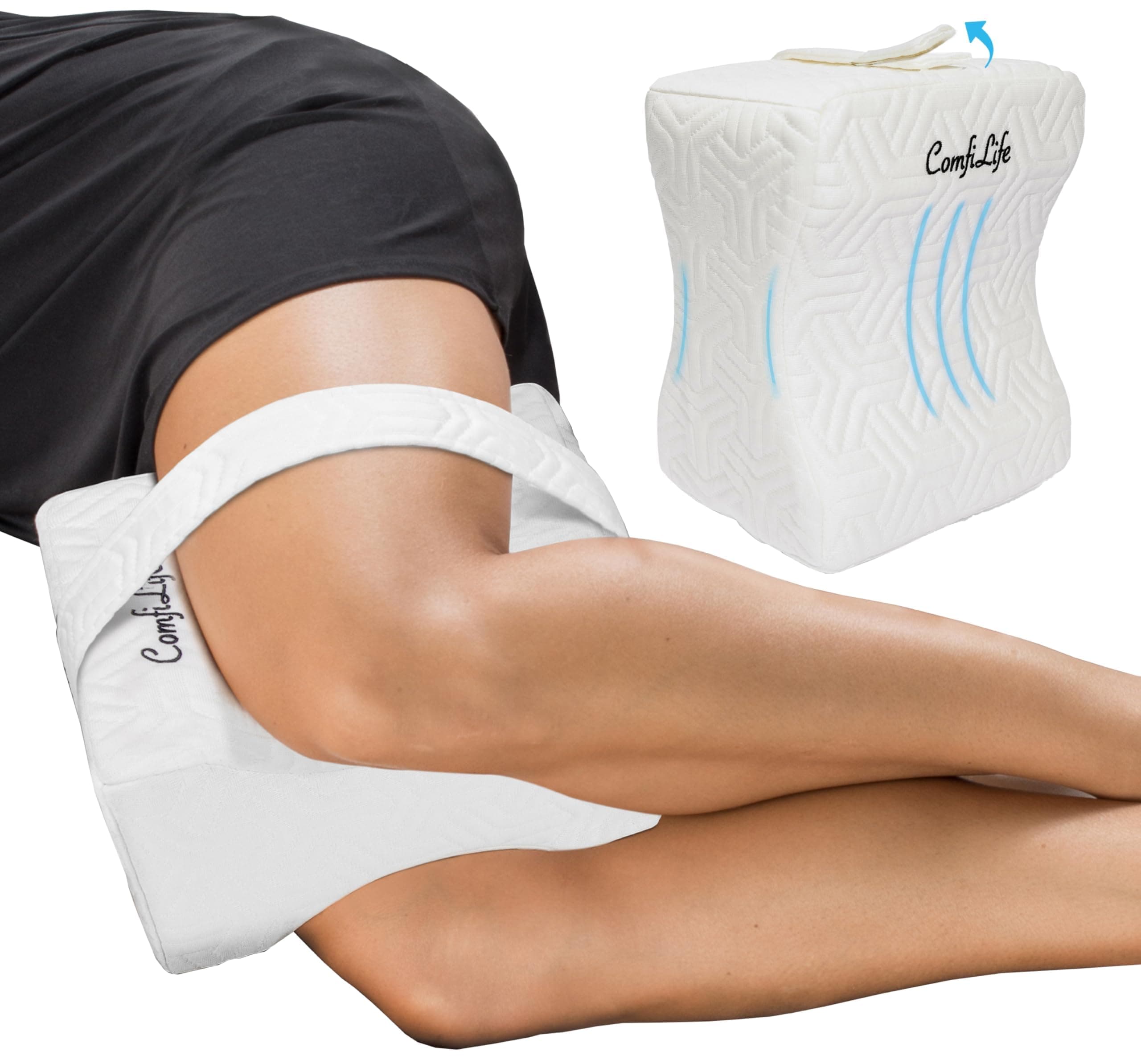 ComfiLife Knee Pillow for Side Sleepers - Cooling Memory Foam Leg Pillow for Sleeping - Medium Support