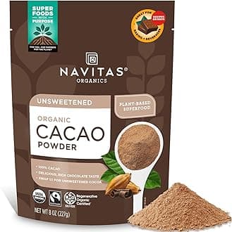 Cacao Powder - Cocoa Powder Substitute 1:1, For Hot Chocolate, Baking & More - Regenerative Organic Certified, Non GMO, Fairtrade, Gluten Free, Non-alkalized (8oz. Bag, 38 Servings)