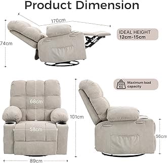 Recliner Chair Reclining Armchair Padded Seat Single Sofa Lounge Seating Manual Adjustable Legrest and Backrest PU Leather Couch Chair for Living Room Bedroom Home Theater Cafe