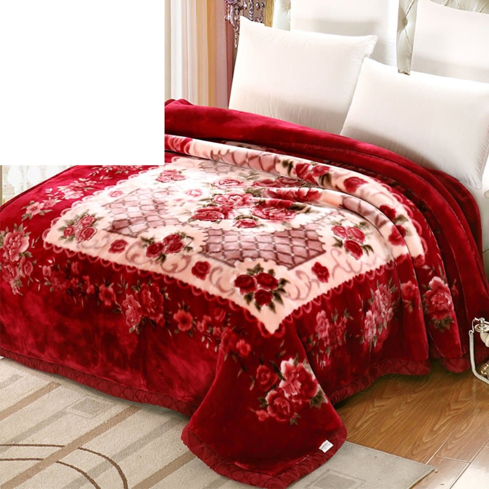 DFGDFHD Blanket/Double Thicken Blankets/Spring/Autumn/Winter Blankets/Coral Fleece Blanket/Super Soft Blanket/Winter Quilt of Wedding-F 200x230cm(79x91inch)