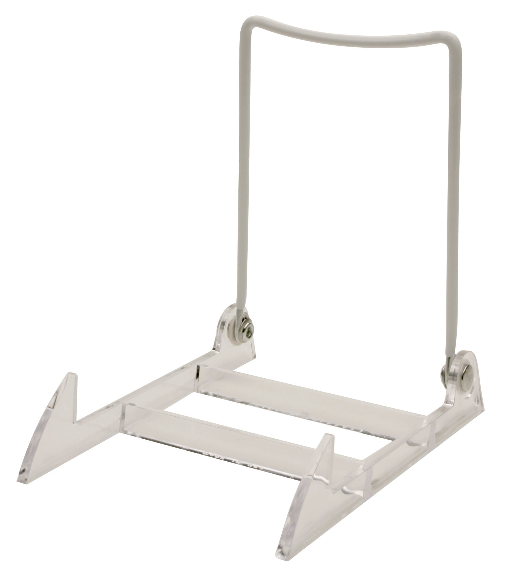 Gibson 6 Holders 3PL Adjustable Wire & Acrylic Easels- 4" W x 5.5" H with 4.5" Ledge, White/Clear