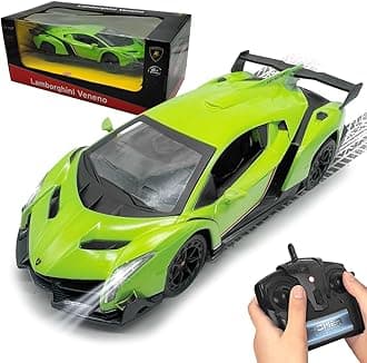 Lamborghini Remote Control Car 1:24 Scale Lambo Toy Car Officially Licensed Rc Cars with Light 2.4Ghz Model Car for Boys 4-7 Girls Birthday Gift, Green