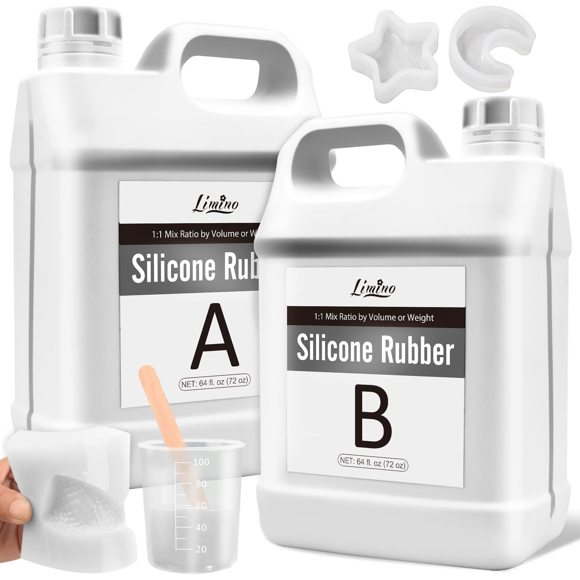 Silicone Moulds Making Kit - 3.8L/4.2kg Translucent 15A Liquid Silicone Rubber for Mould Making - 1:1 Mixing Ratio Fast Curing Moulds Making Silicone for Resin Mould, Casting, Candle Mould, DIY Crafts