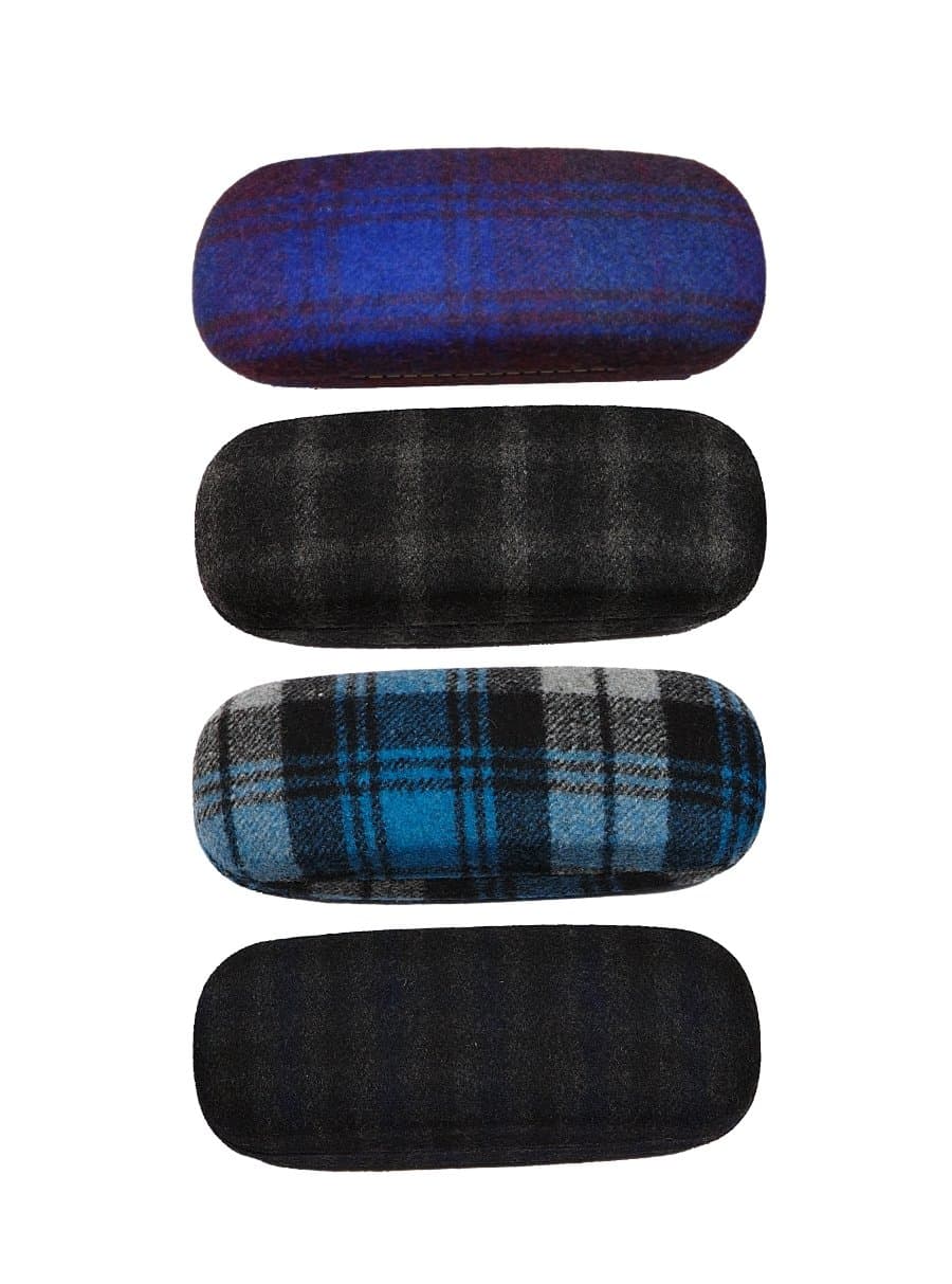 Large Luxury Soft Gift Reading Glasses Case TARTAN CASE (BLUE)