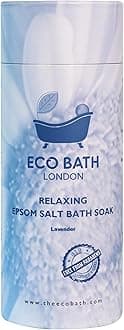 Eco Bath London Relaxing Lavender Epsom Salt Bath Soak - Tube 1kg, Magnesium Bath Salt Infused with Lavender Essential Oil, Epsom Bath Salts for Relaxation