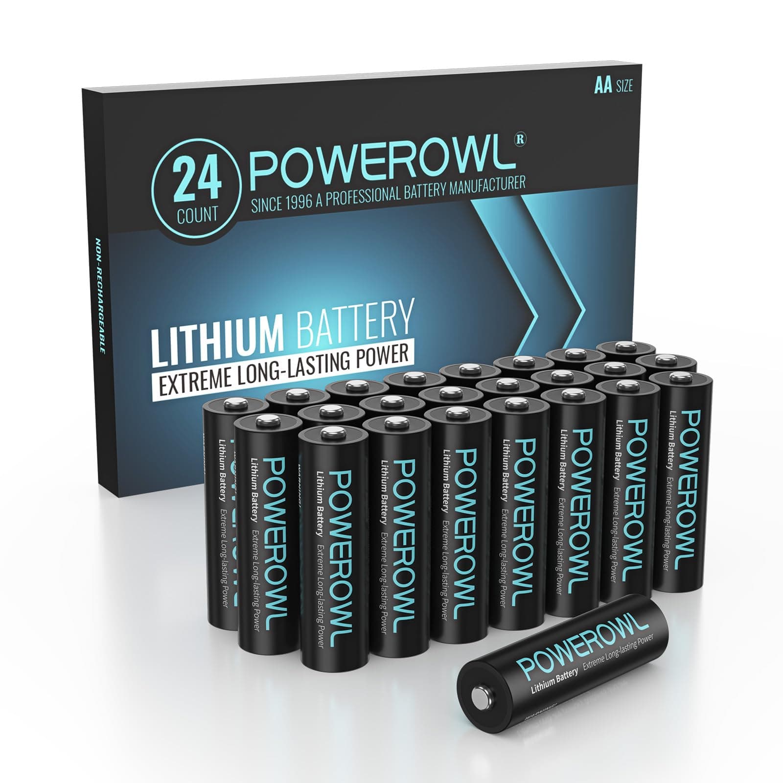 POWEROWL Lithium Batteries AA 24 Count High Capacity Long Lasting, 1.5V Double A Battery for Blink Camera Freezer Thermometer etc High-Tech Devices