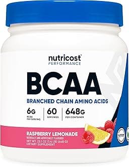 BCAA Powder (Raspberry Lemonade, 60 Servings) - Optimal 2:1:1 Ratio