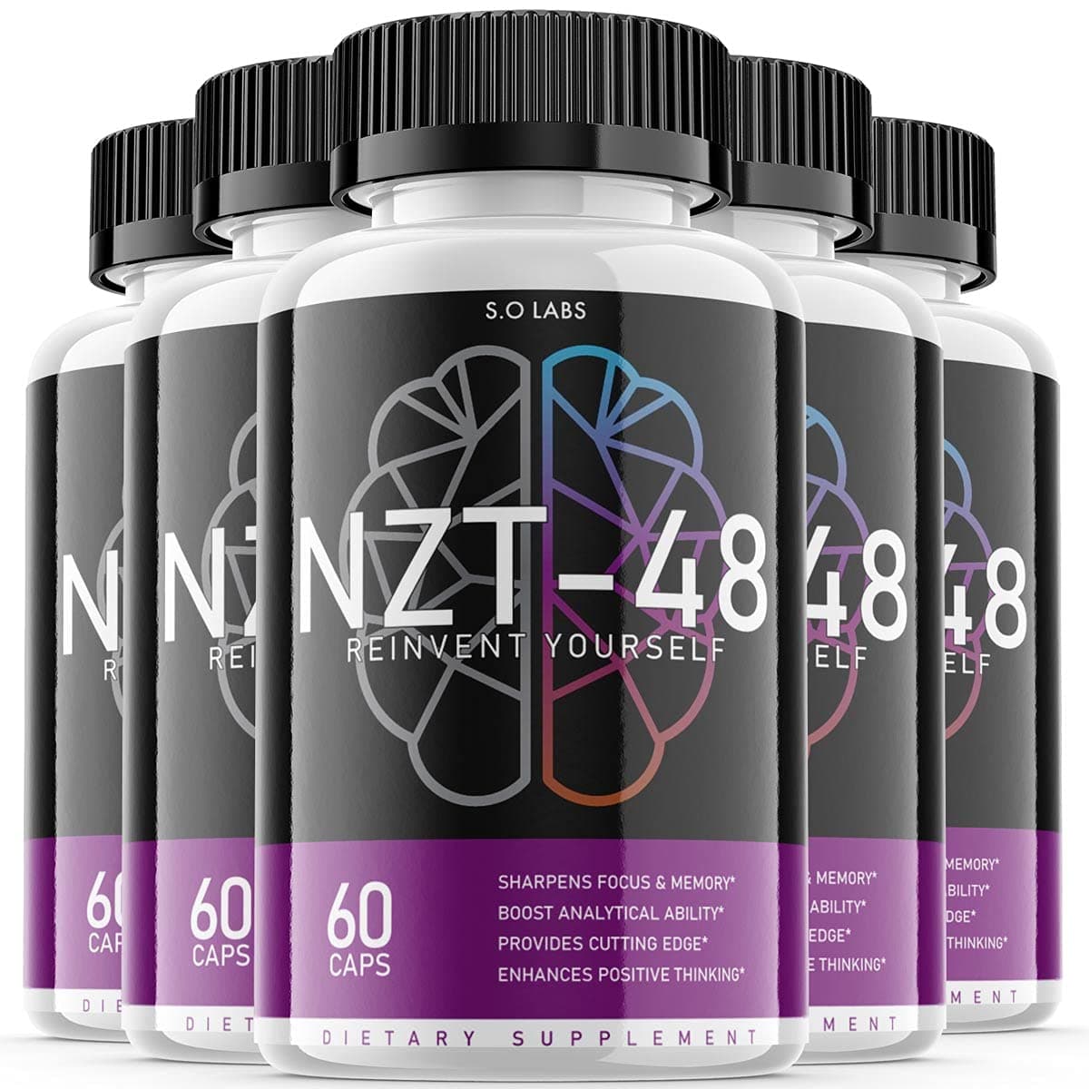 NZT 48 Limitless Pill Reinvent Yourself NZT-48 Focus Memory Brain Booster Supplement (5 Pack)