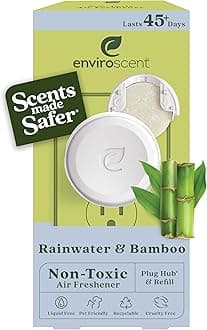 Enviroscent Non-Toxic Air Freshener Plug Hub® Warmer Refillable Kit - Refillable Plug-in Air Freshener for Home w/Paper Refill - Home Fragrance Lasts Up to 45 Days - Rainwater & Bamboo Scent