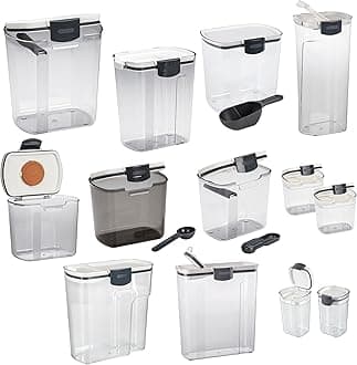 ProKeeper Baker's Airtight Kitchen Storage Canister Container Set for Flour, Sugar & More, Keeps Ingredients Fresh, with Accessories (Multicolor, 13- Piece)