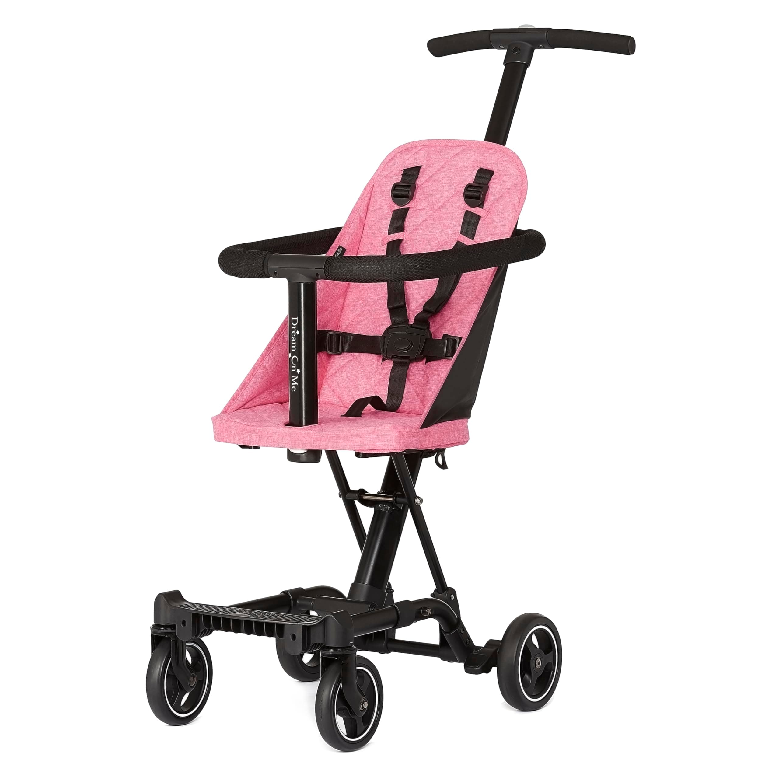 Dream On Me Lightweight and Compact Coast Rider Stroller with One Hand Easy Fold, Adjustable Handles and Soft Ride Wheels, Pink