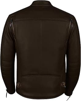 REVOLT Men's Motorcycle Jacket, Natural Buffalo Leather, CE Armor - Ventilation, Cruiser Motorbiker Touring Biker Brown S