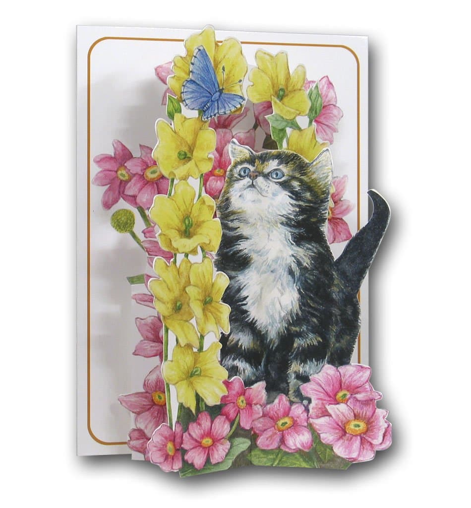 Kitten & Butterfly - a 3D Pop Up Greeting Card from The Pictoria Press