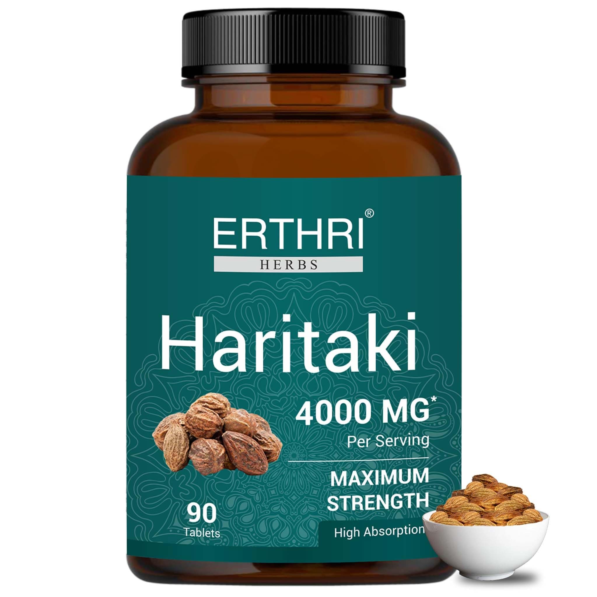 Haritaki Tablet - 4000mg, 90 tablets | Immunity Booster | Relieves Constipation | 100% Pure & Natural