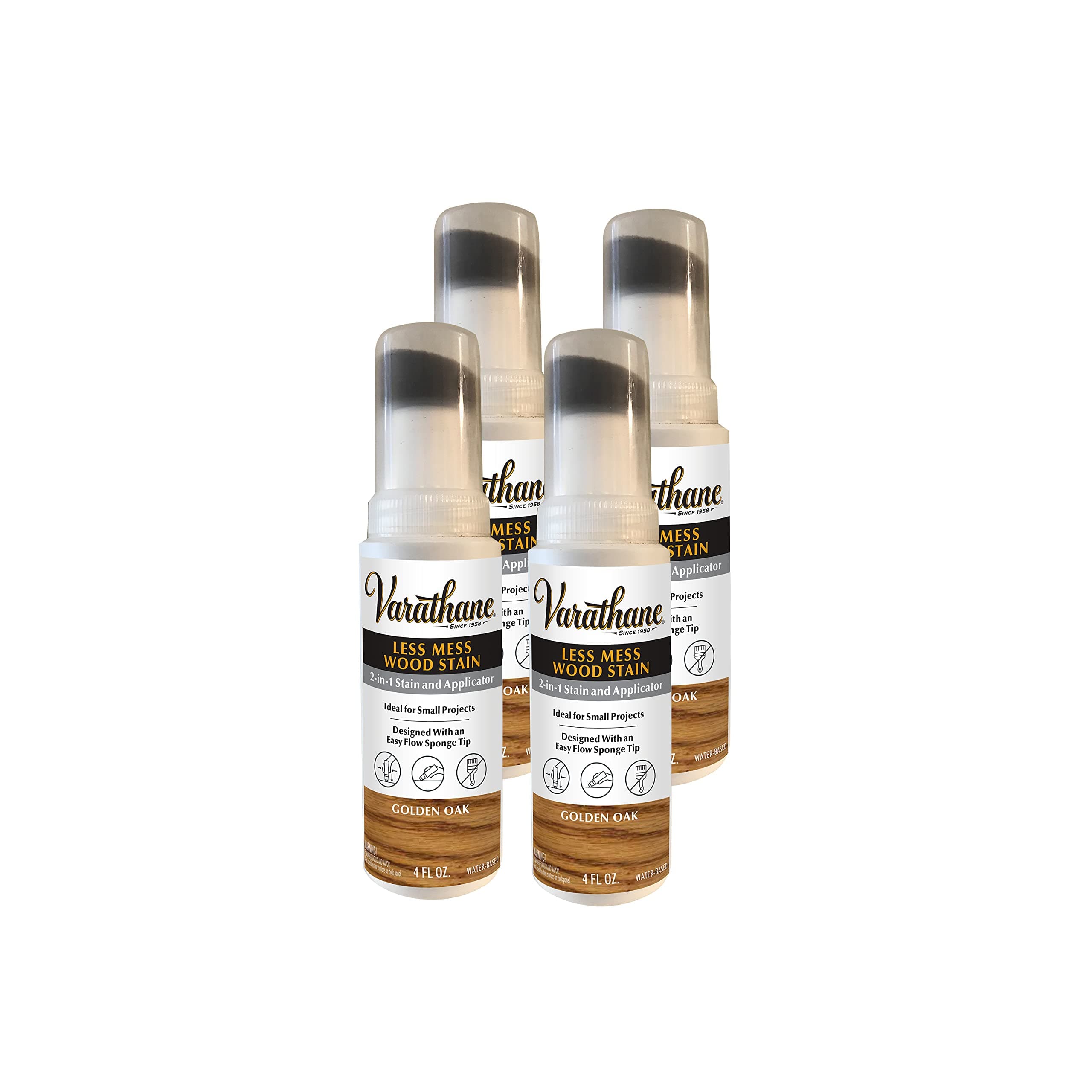 368035-4PK Less Mess Wood Stain and Applicator, 4 oz, Golden Oak, 4 Pack