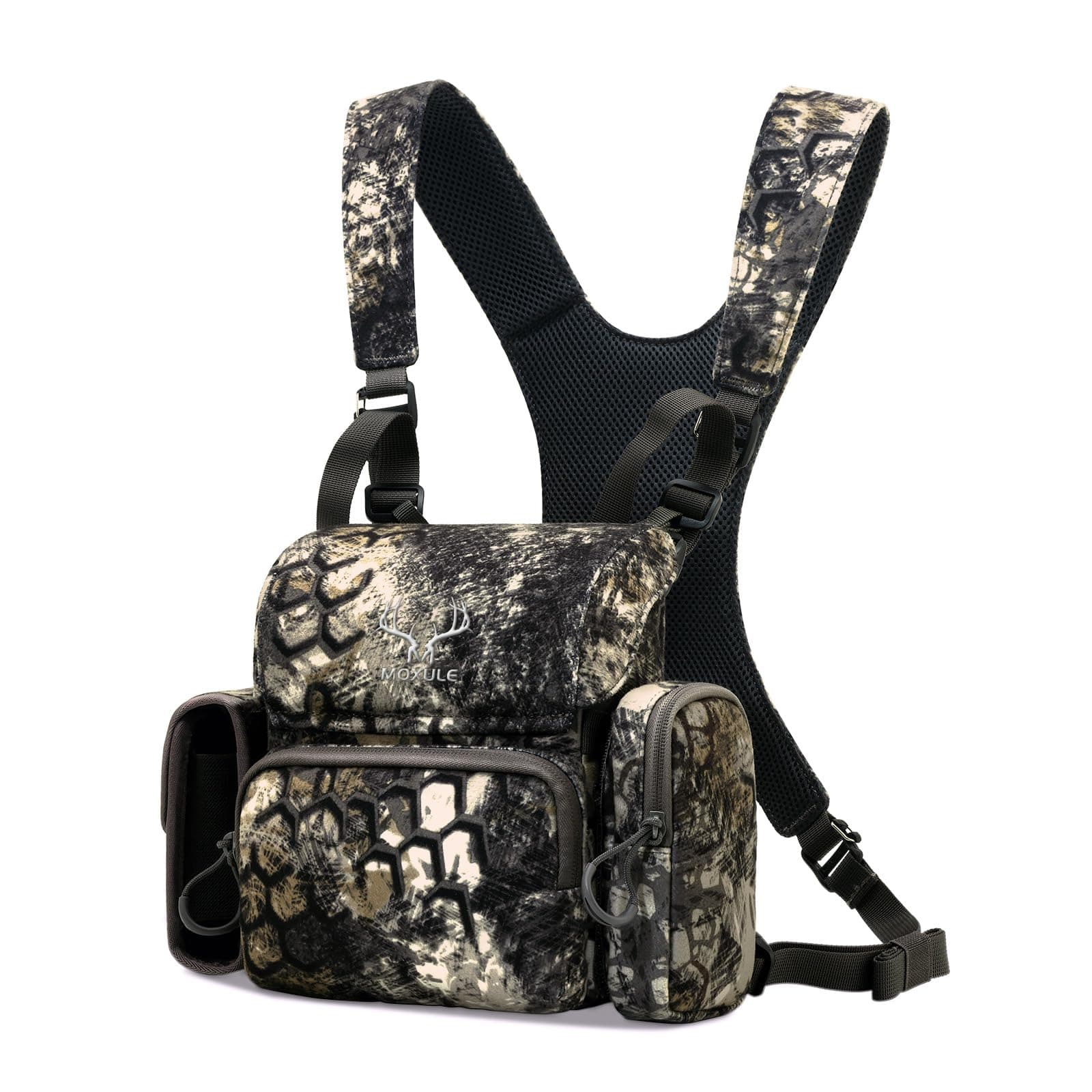 Binocular Harness Chest Pack: Bino Case with Rangefinder Pouch and Rain Cover for Hunting Hiking Bird Watching