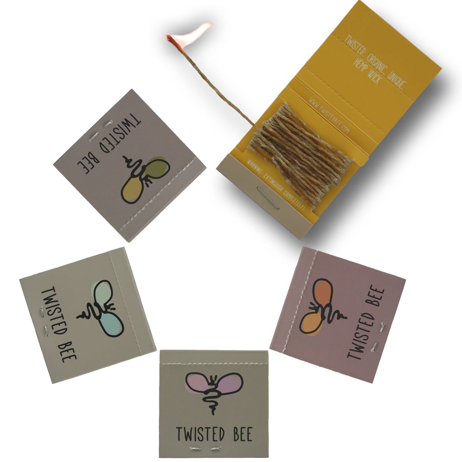 100% Organic Hemp Wick with Natural Beeswax Coating | Twisted Bee (5 Pocket Packs)