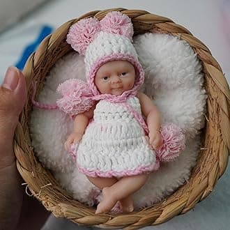 4.5" Girl Reborn Doll Micro Preemie Full Body Silicone 13cm Baby Doll Lifelike Mini - E
