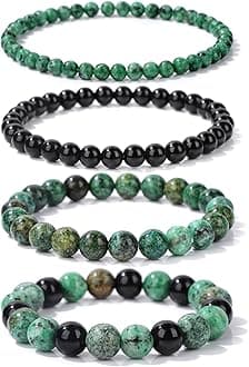 4pcs Beaded Bracelets for Women,Natural Healing Crystal Gemstones Bracelet,Anxiety Stress Relief Bracelet Handmade purple Jewelry Gifts for Women