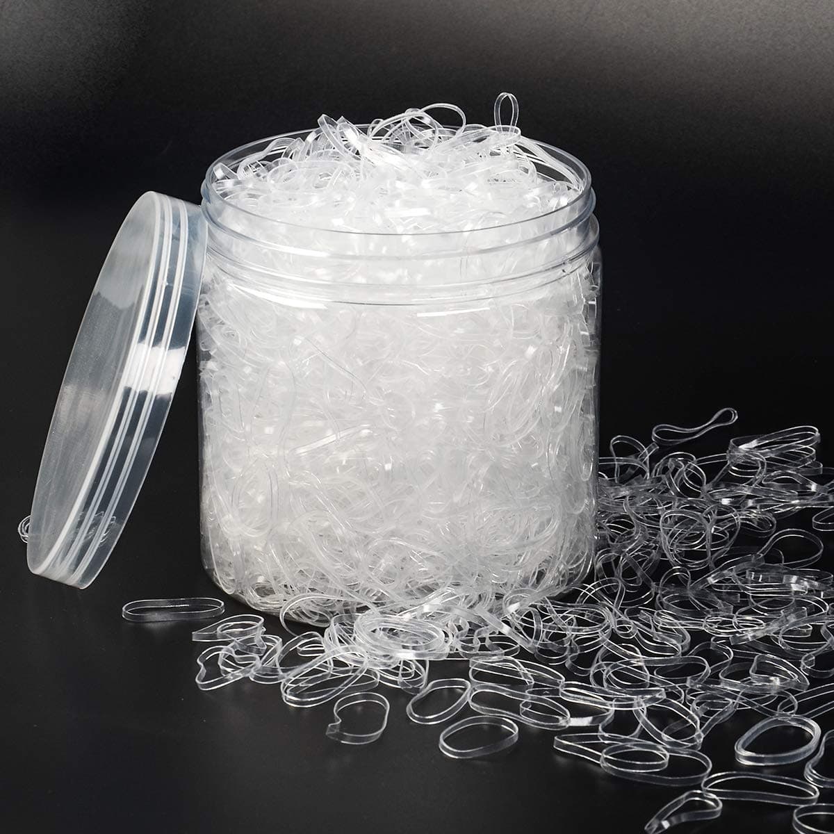 AHIER 2000PCS Clear Elastic Hair Bands, 2mm in Width and 30mm in Length Hair Ties, Disposable Hair Holders, Ideal for Long or Short Hair, Daily Hairdos, Unisex, All Ages, 2E+3 Count