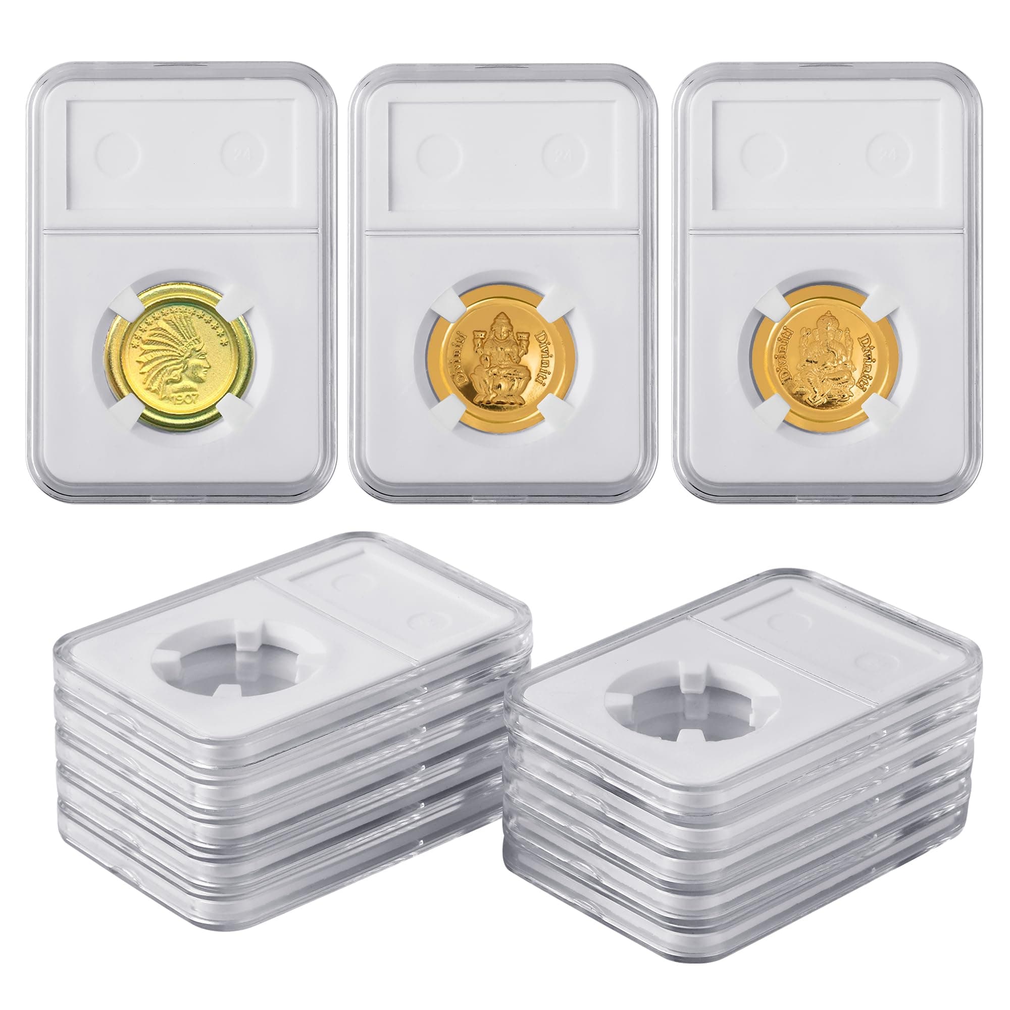 10-Pack 18mm Coin Slab Display Holder, Clear Acrylic Storage Case for Seated Liberty, Barber, Winged Liberty (Mercury), Roosevelt Dimes and Other 18mm Coins, Four-Point Fixation Coin Collection Box