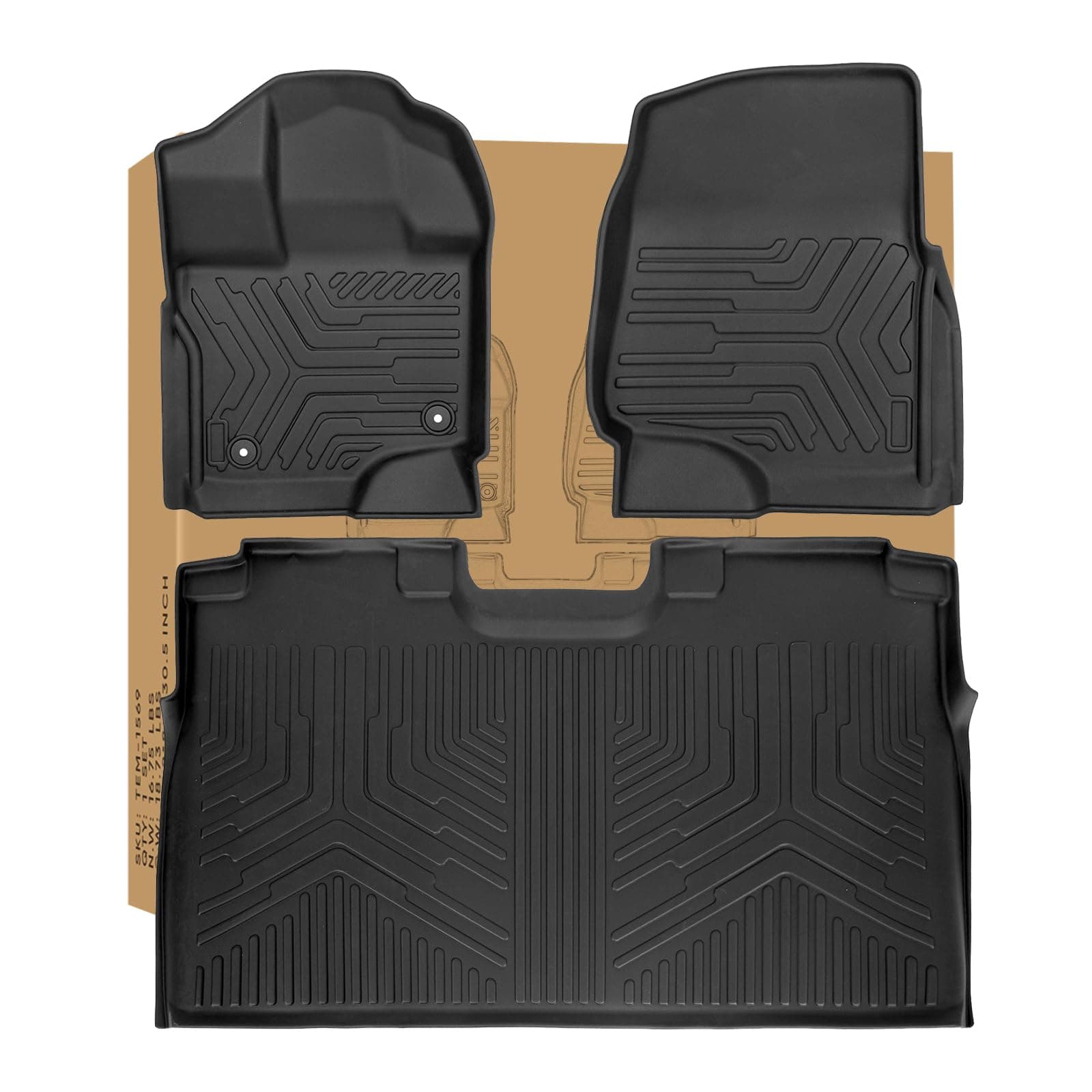 Weize Floor Mats for Ford F150 SuperCrew Cab 2015-2024 2025/2022-2024 2025 F-150 Lightning Front & 2nd Row All Weather TPE Truck Liners (Not Fit Rear Seat with Under-Seat Fold Flat Storage)