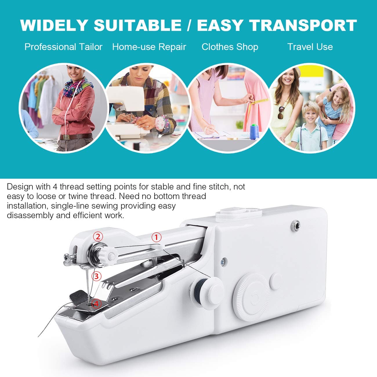 Sewing Machines, Handheld Sewing Machine Mini Portable Sewing Machine for Clothes Fabric Curtains Cordless Home Travel