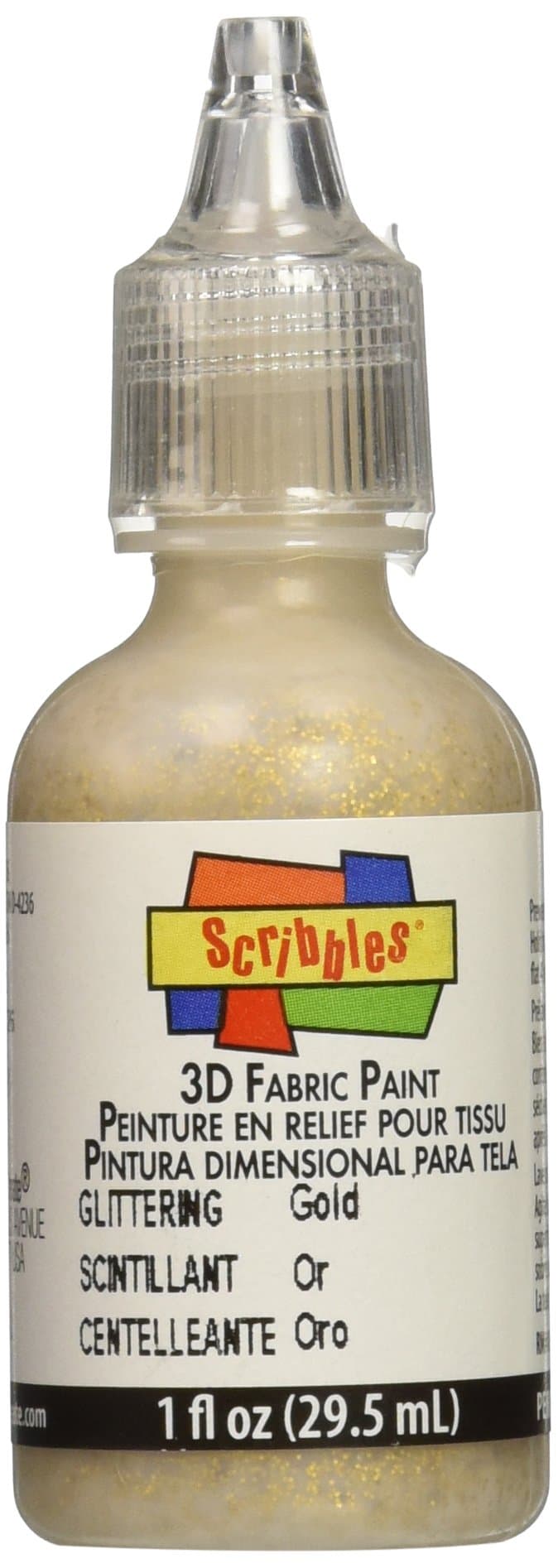 Scribbles DCSC302 Fabric Paint, Glitter, 1 ounce, Glittering Gold