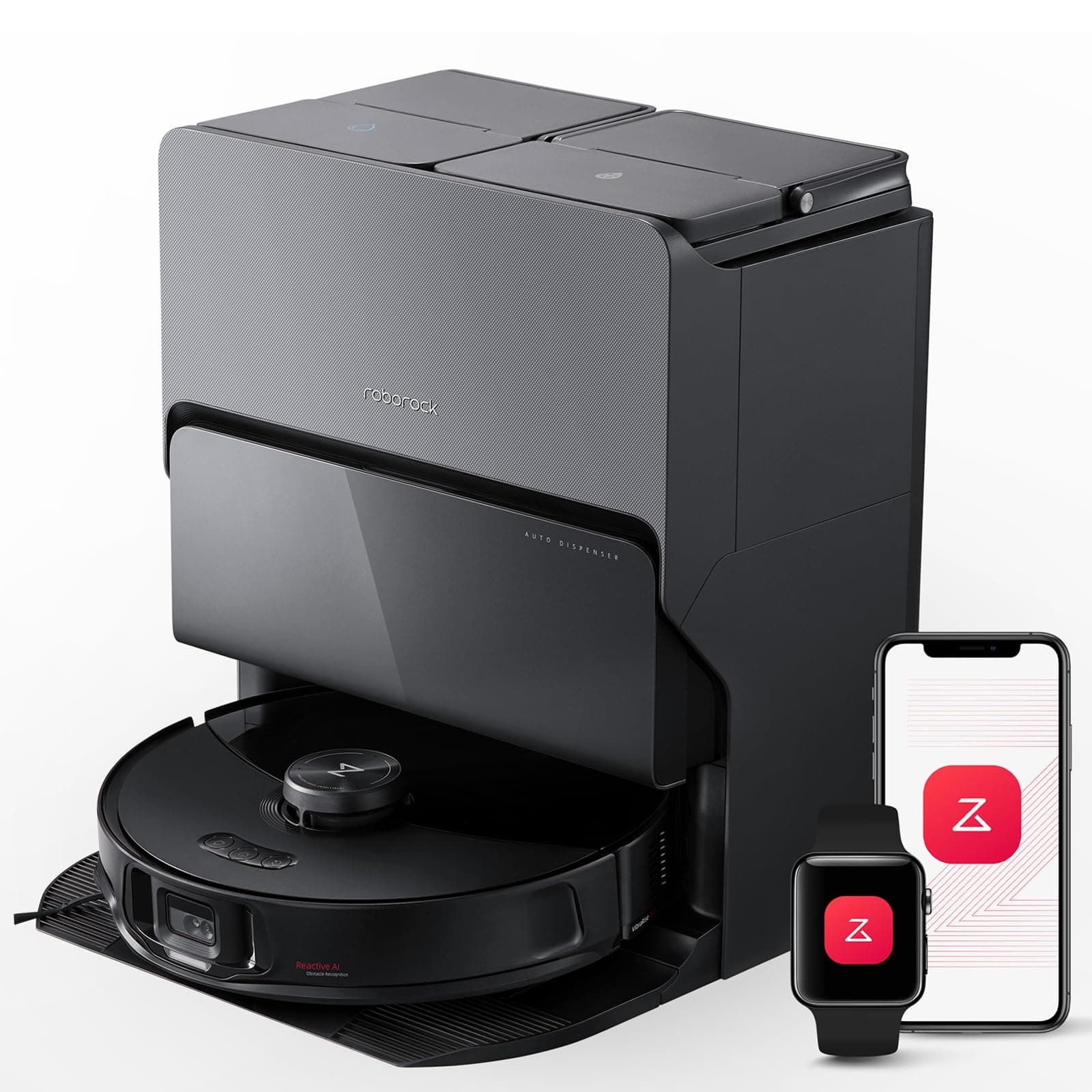 roborock S8 MaxV Ultra Robot Vacuum Cleaner and Sonic Mop, 10000Pa Suction, Deep Cleaning, Automatic Hot Air Drying, Automatic Emptying and Recharging, Detergent Dispenser, Black