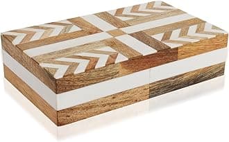 Handicrafts HomeHandmade Decorative Storage Box with Lid – Gift Box or Decorative Accent, Patisserie Adorn Collection, Made with Resin Inlay, Wood & Pine MDF - 10X6X2.5 Inches